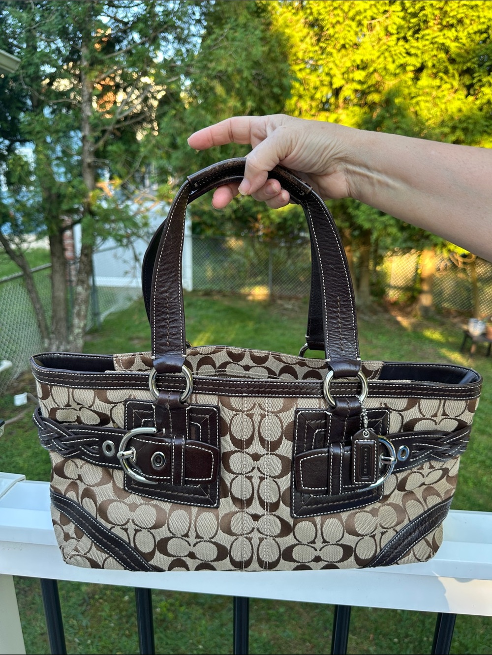 COACH MEDIUM 05089 Soho Y2K  Brown Signature C Canvas Braided Shoulder Bag
